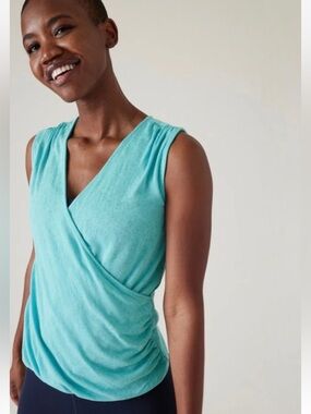 Athleta Women’s Breezy Wrap Tank Blue Sz XL